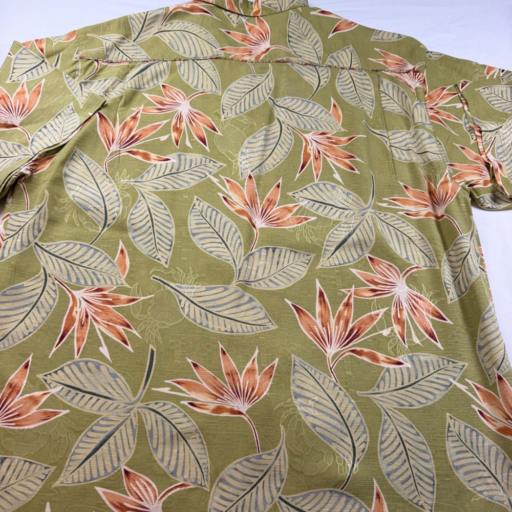 Tommy Bahama Shirt Mens L Green Silk Tropical Floral Short Sleeve Button Up GOOD - Picture 12 of 12